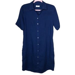 UNTUCKit Nancy Linen Dress Size 4 Navy Blue Minimalist Neutral Natural Fibers